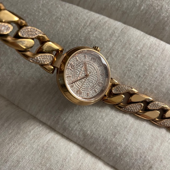 Michael Kors Women’s Gold Pave Crystal Wrap Watch - Picture 1 of 5